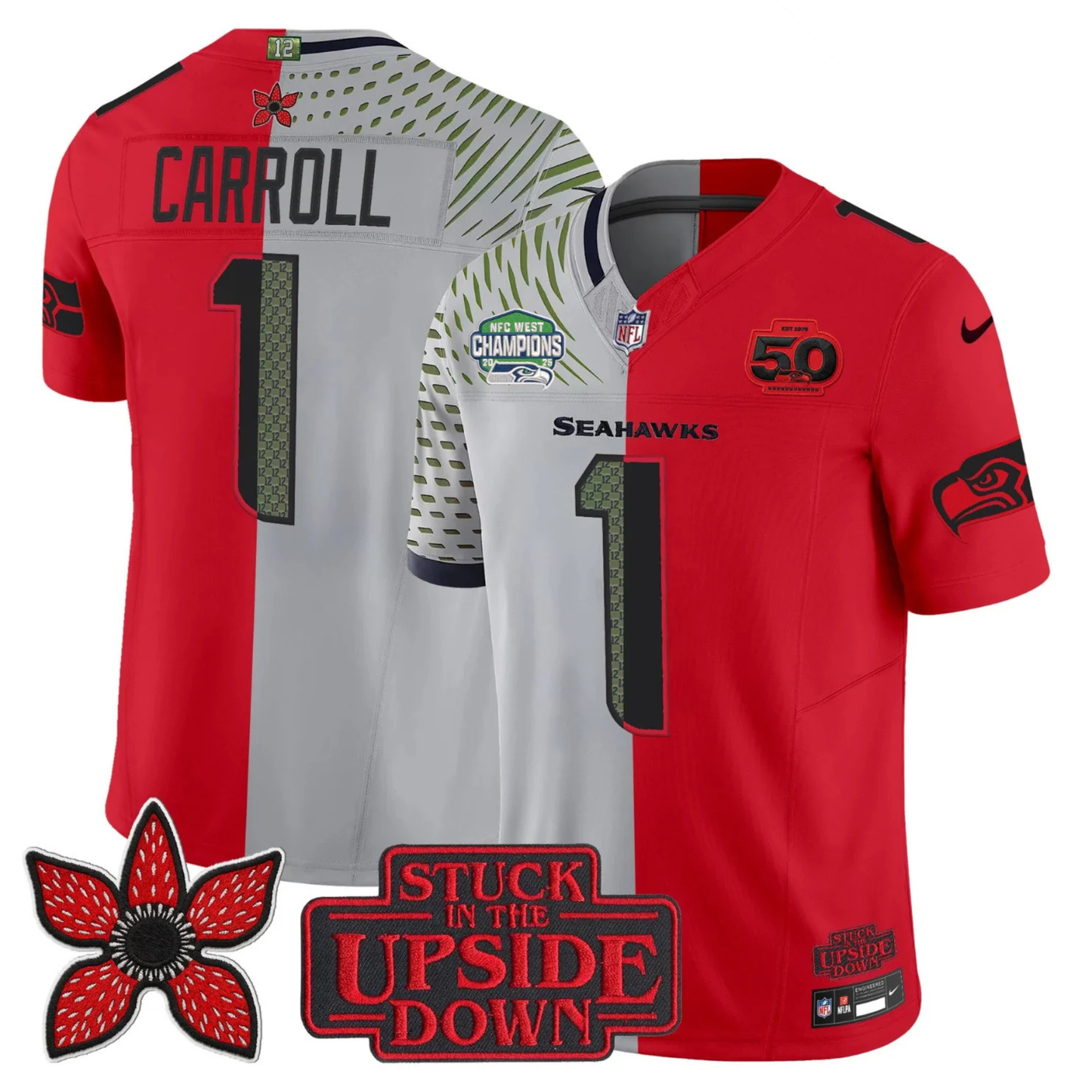 Seattle Seahawks 2025 NFC West Division Champions 'Upside Down Edition' Vapor Limited Jersey - All Stitched