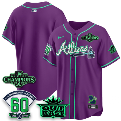 ATL 2026 NL East Champs Atliens Cool Base Galaxy Version Jersey - Stitched