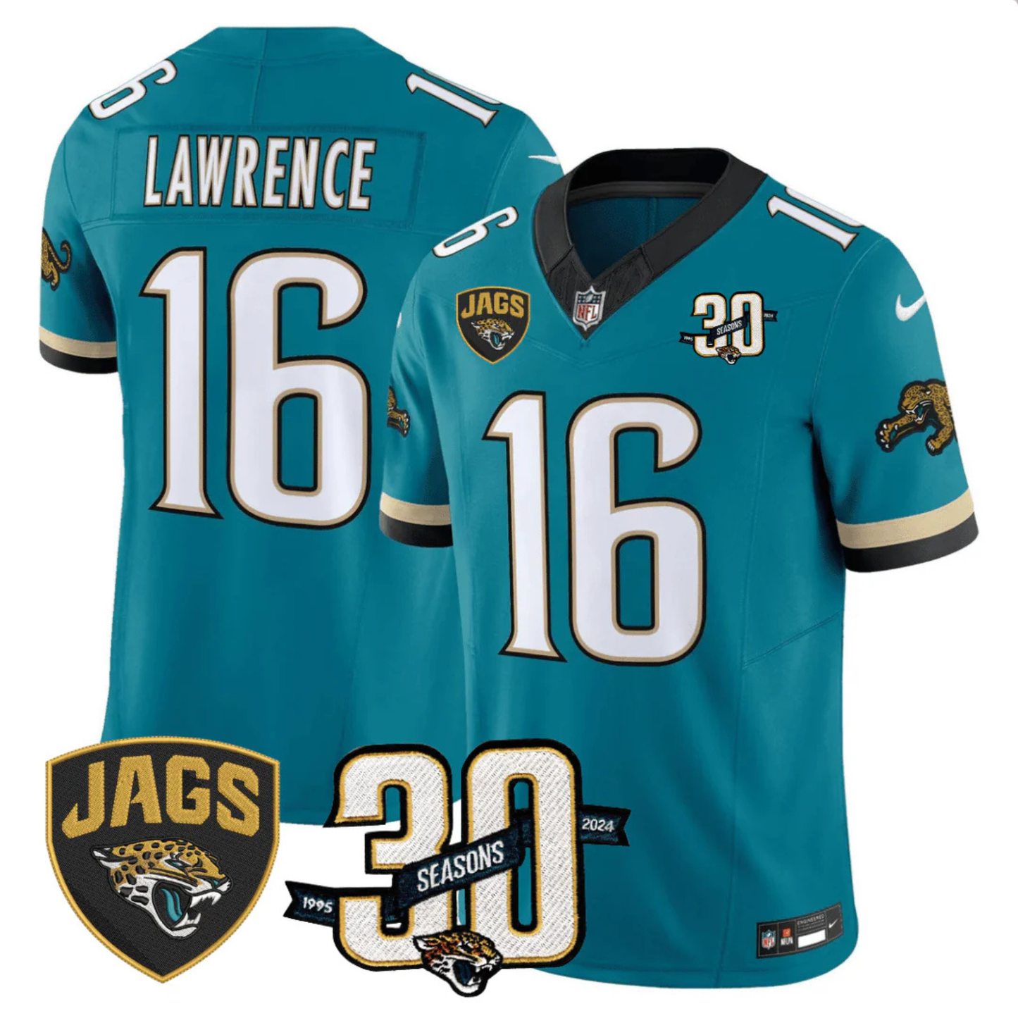 Jaguars 30th Season Patch Throwback Vapor Limited Jersey - Stitched