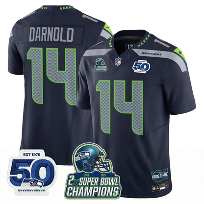 SEA 2x S.Bowl Champions Patch Vapor Limited Jersey - All Stitched