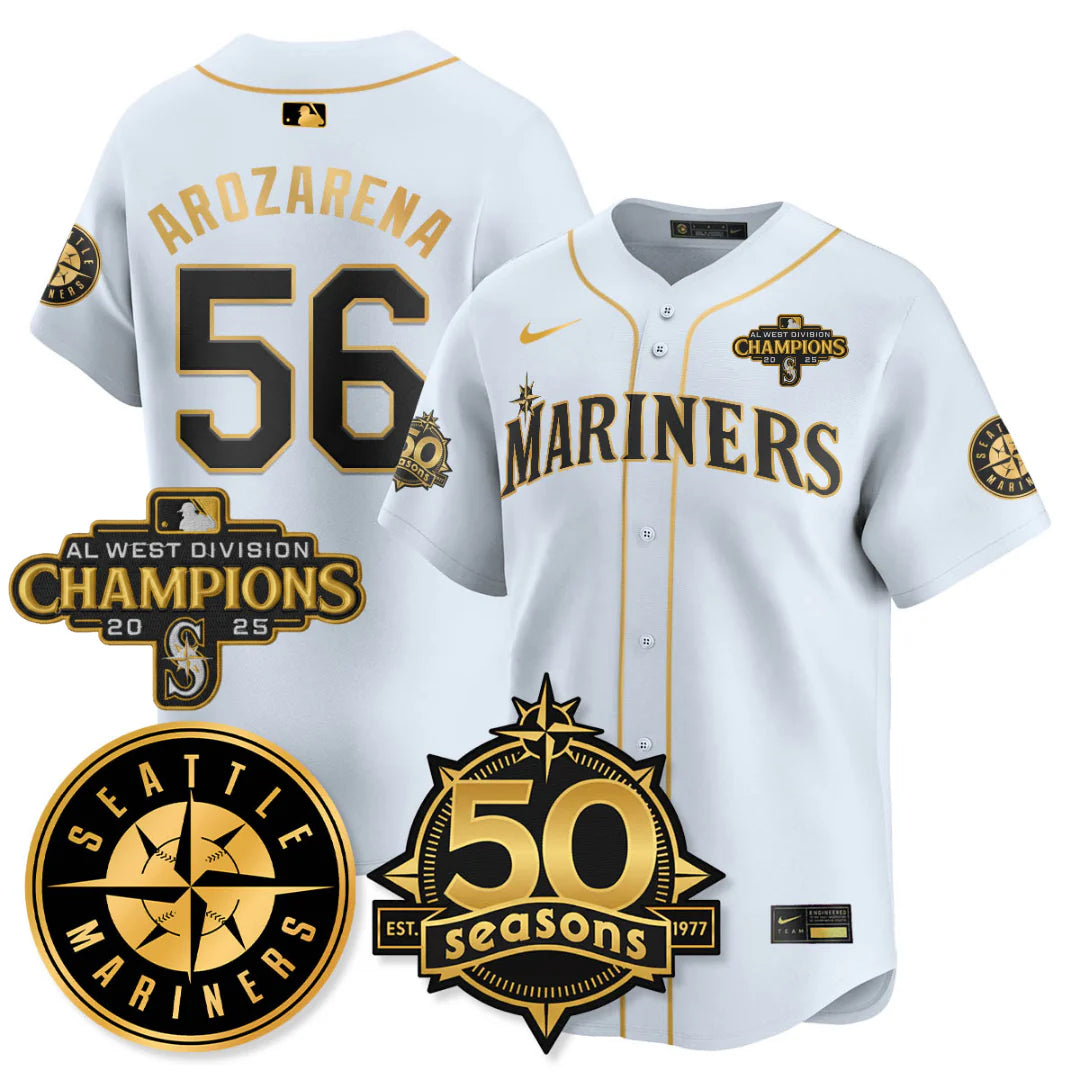 SEA Vapor Premier Limited Gold Jersey - 50th Anniversary & AL West Division Champions - All Stitched