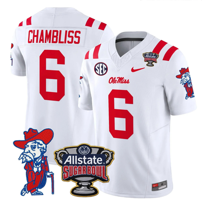 Ole Miss Rebels 2025 Sugar Bowl Patch Vapor Limited Jersey - All Stitched