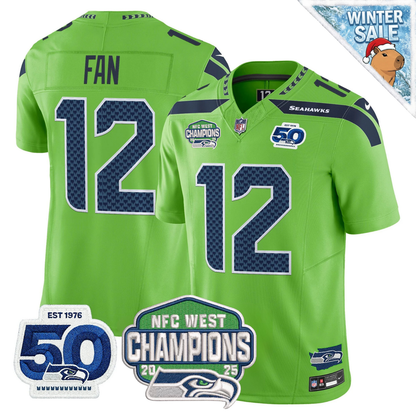 Seattle Seahawks 50th & NFC West Champions Patch Vapor Limited Jersey - Stitched