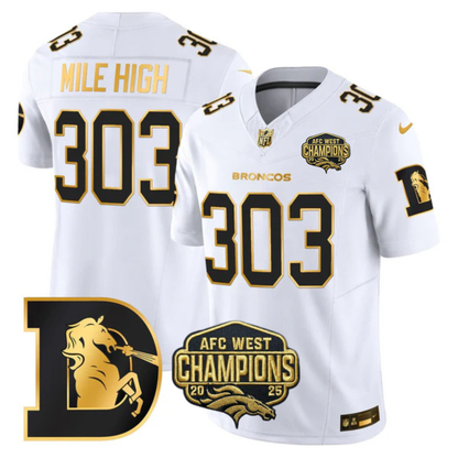 DEN AFC West Champions Throwback Gold Vapor Limited Jersey - All Stitched