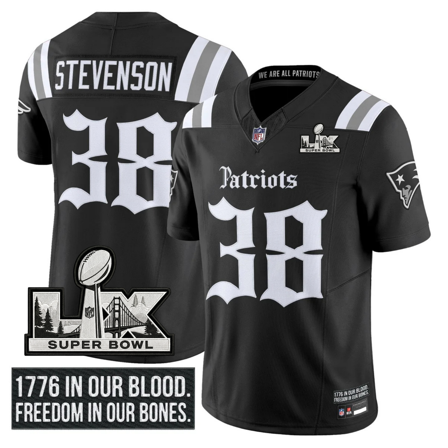NE SB LX Patch Vapor Limited Gothic Jersey - All Stitched