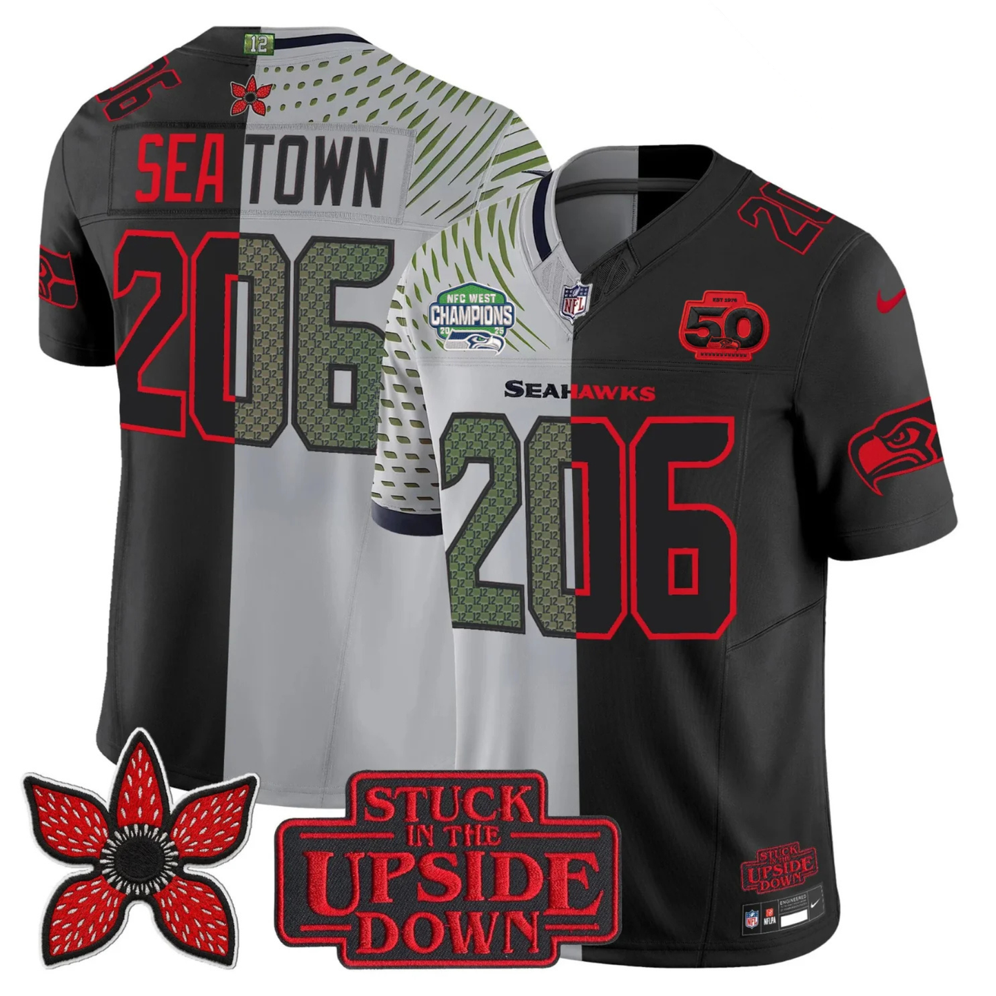 Seattle Seahawks 2025 NFC West Division Champions 'Upside Down Edition' Vapor Limited Jersey - All Stitched