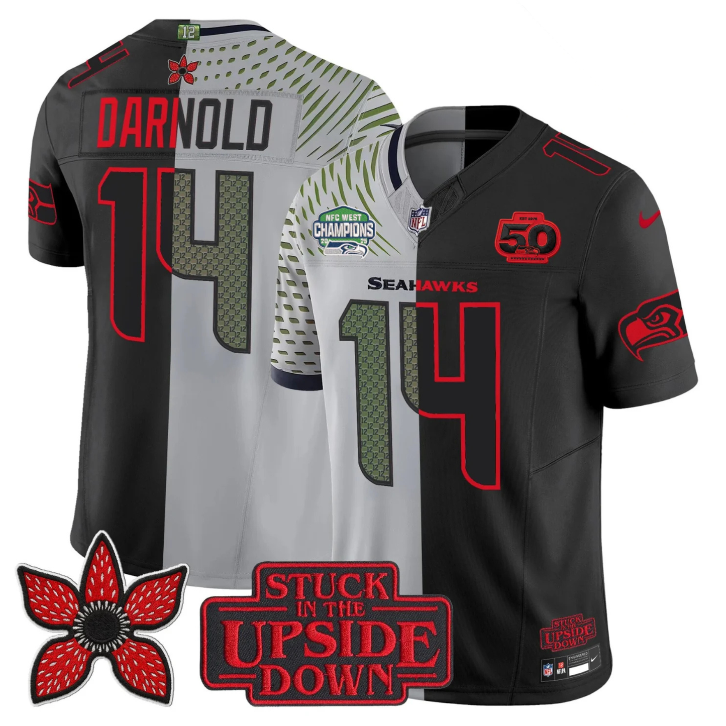 Seattle Seahawks 2025 NFC West Division Champions 'Upside Down Edition' Vapor Limited Jersey - All Stitched