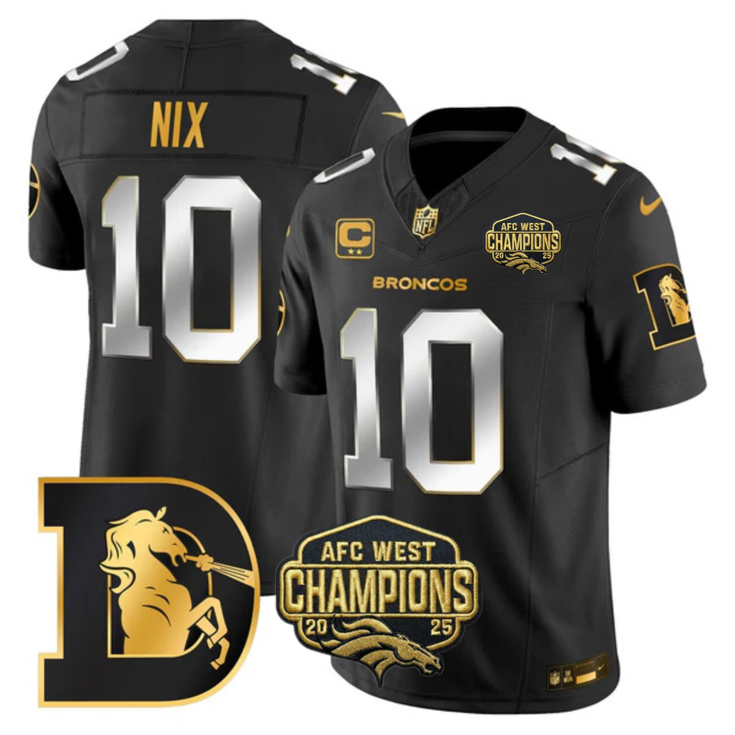 DEN AFC West Champions Throwback Gold Vapor Limited Jersey - All Stitched