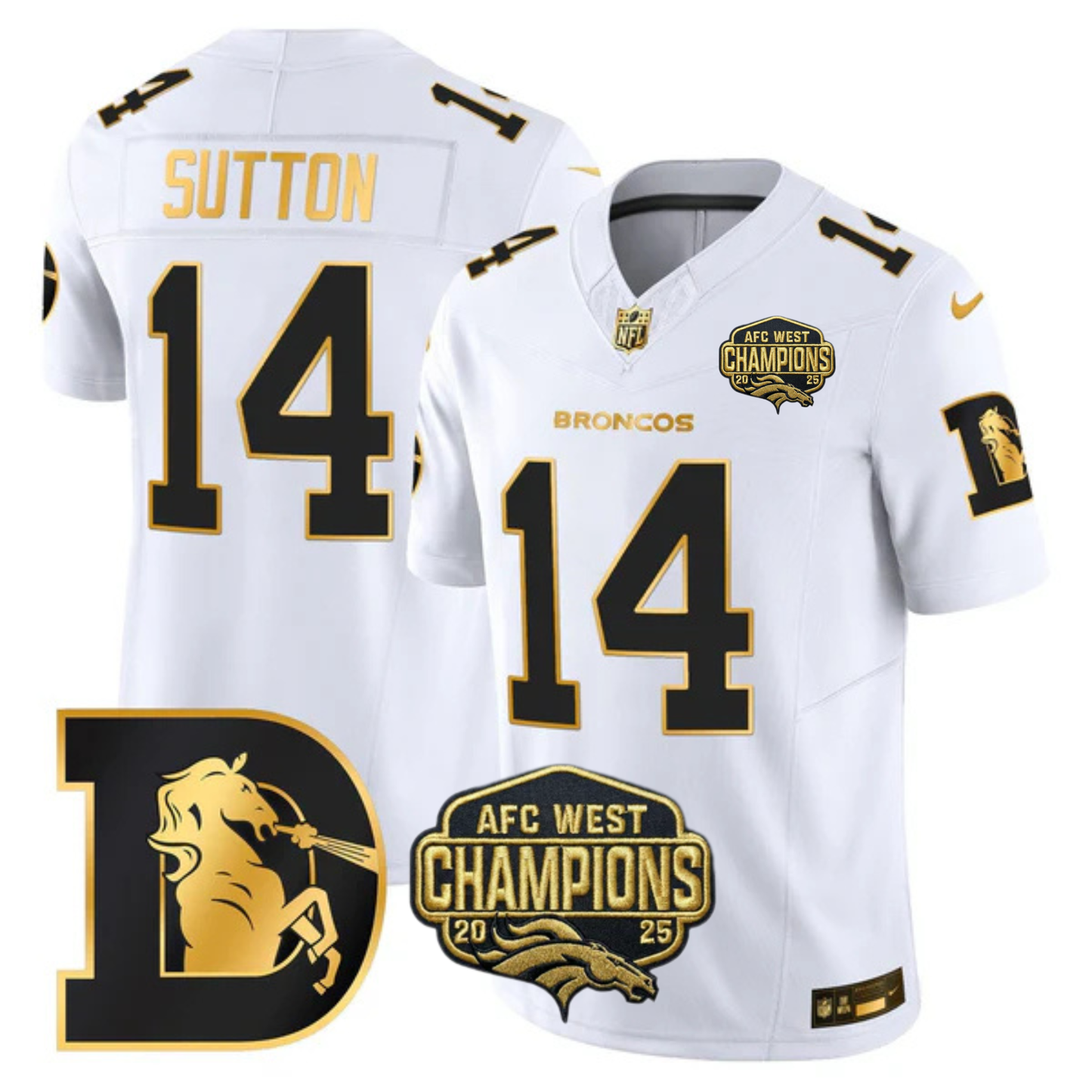 DEN AFC West Champions Throwback Gold Vapor Limited Jersey - All Stitched