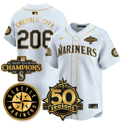 SEA Vapor Premier Limited Gold Jersey - 50th Anniversary & AL West Division Champions - All Stitched