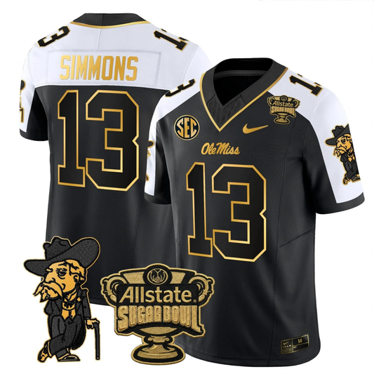 Ole Miss Rebels 2025 Gold Vapor Limited Jersey - Sugar Bowl Patch - Stitched