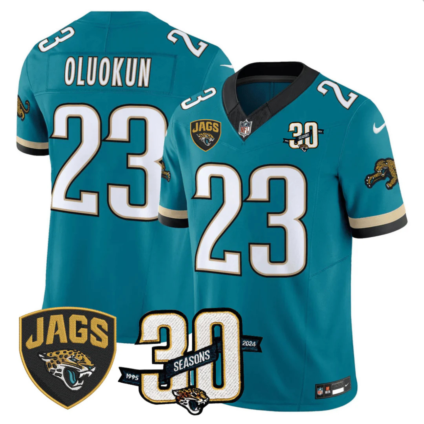 Jaguars 30th Season Patch Throwback Vapor Limited Jersey - Stitched