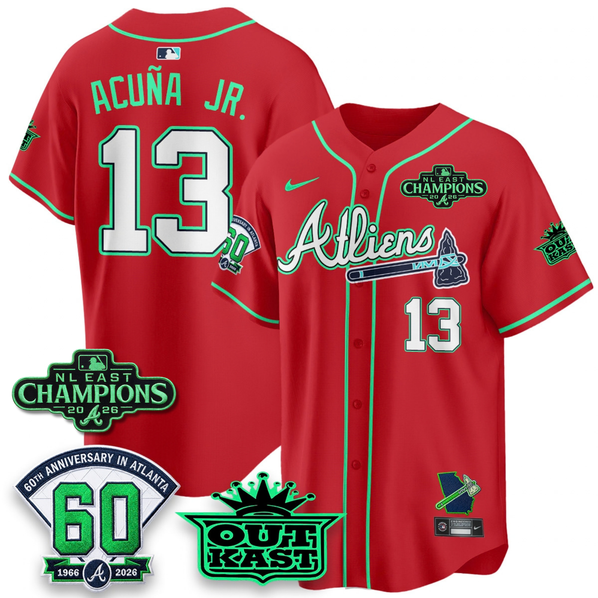 ATL 2026 NL East Champs Atliens Cool Base Galaxy Version Jersey - Stitched