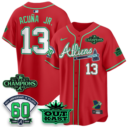 ATL 2026 NL East Champs Atliens Cool Base Galaxy Version Jersey - Stitched