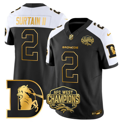 DEN AFC West Champions Throwback Gold Vapor Limited Jersey - All Stitched