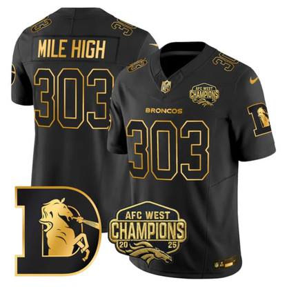 DEN AFC West Champions Throwback Gold Vapor Limited Jersey - All Stitched