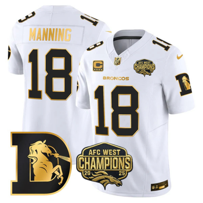 DEN AFC West Champions Throwback Gold Vapor Limited Jersey - All Stitched