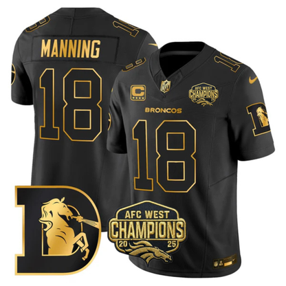 DEN AFC West Champions Throwback Gold Vapor Limited Jersey - All Stitched