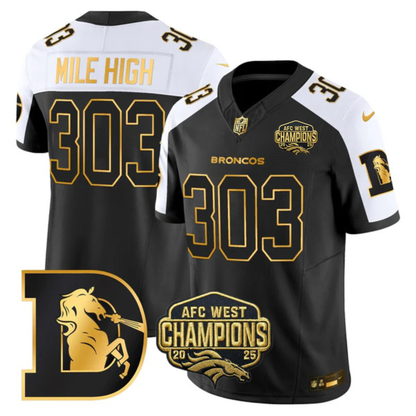 DEN AFC West Champions Throwback Gold Vapor Limited Jersey - All Stitched