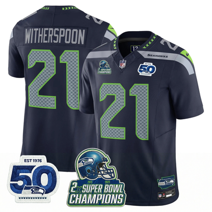 SEA 2x S.Bowl Champions Patch Vapor Limited Jersey - All Stitched