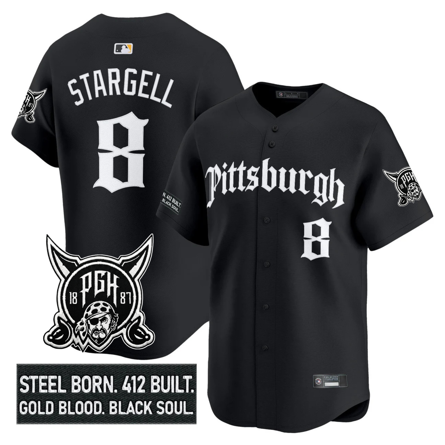 PIT 'Gothic Steel City Edition' Vapor Premier Limited Jersey - All Stitched