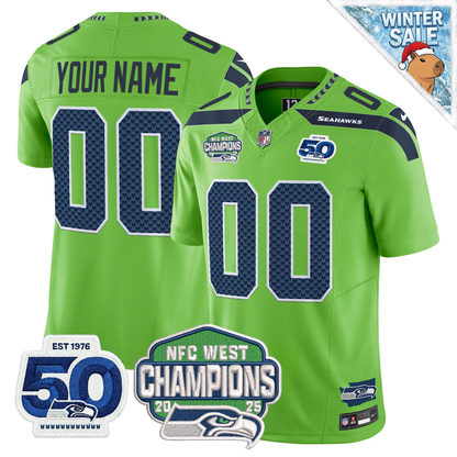 Seattle Seahawks 50th & NFC West Champions Patch Vapor Limited Jersey - Stitched