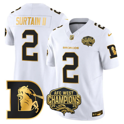 DEN AFC West Champions Throwback Gold Vapor Limited Jersey - All Stitched