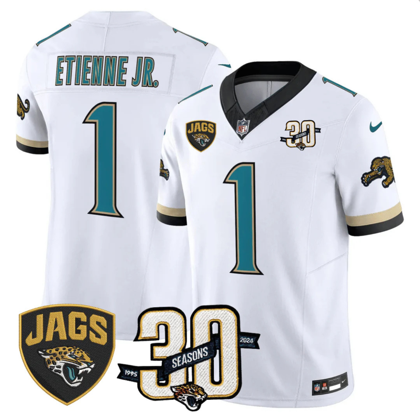 Jaguars 30th Season Patch Throwback Vapor Limited Jersey - Stitched