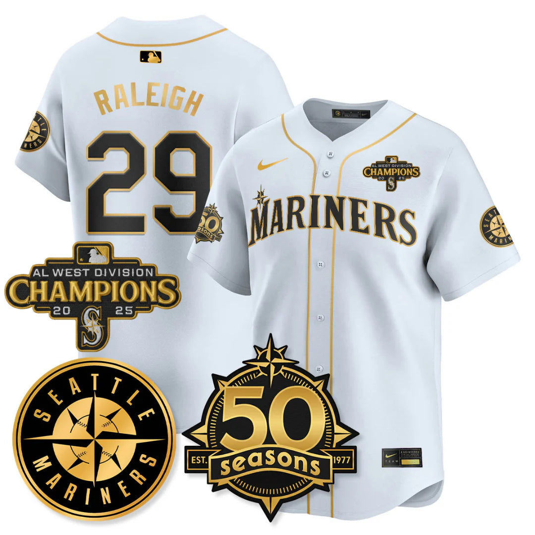SEA Vapor Premier Limited Gold Jersey - 50th Anniversary & AL West Division Champions - All Stitched