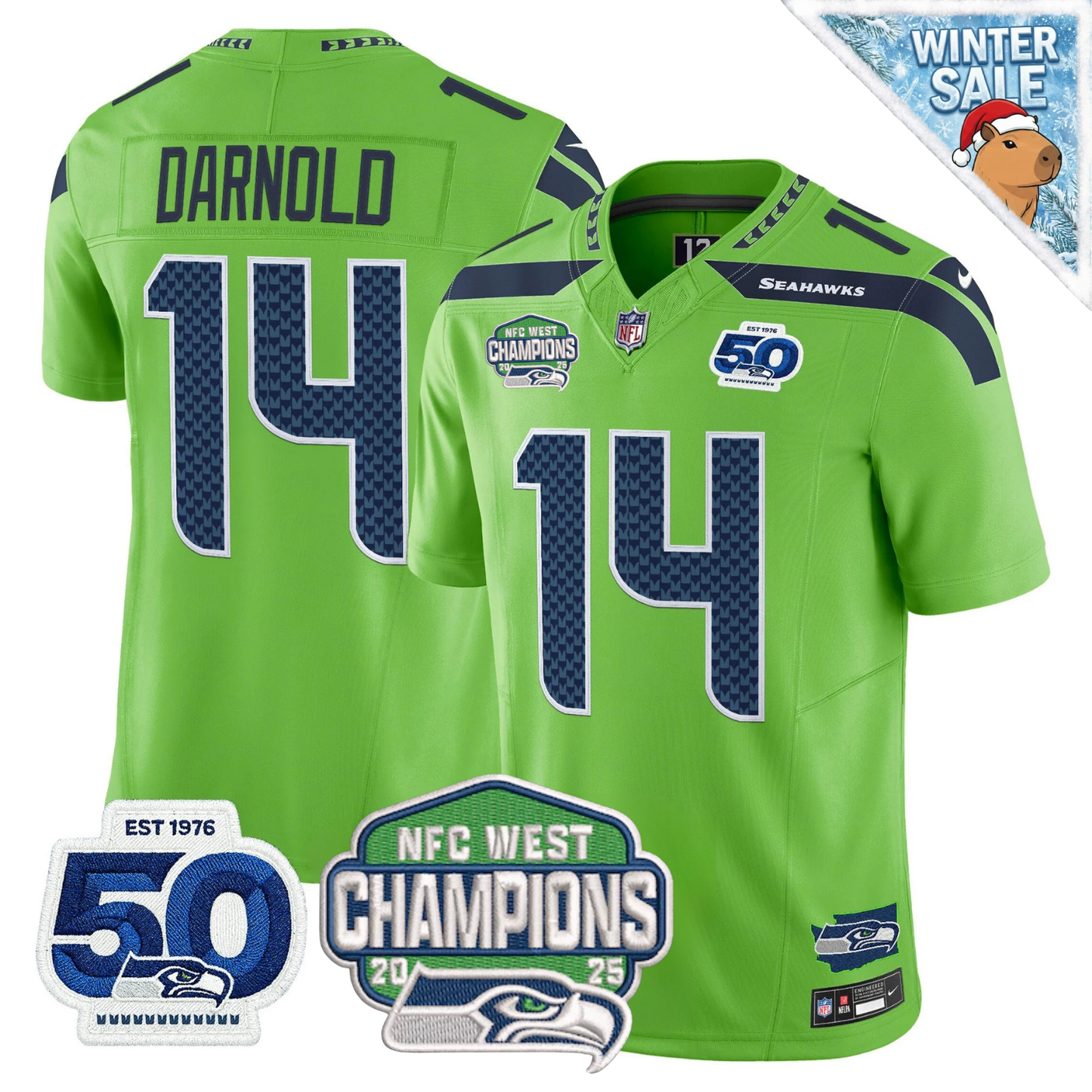 Seattle Seahawks 50th & NFC West Champions Patch Vapor Limited Jersey - Stitched