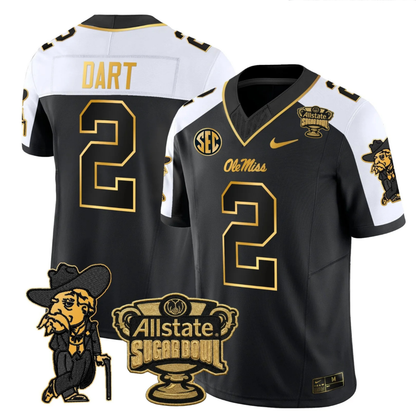 Ole Miss Rebels 2025 Gold Vapor Limited Jersey - Sugar Bowl Patch - All Stitched