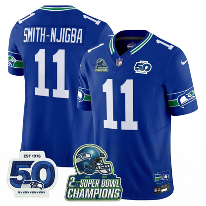SEA 2x S.Bowl Champions Patch Vapor Limited Jersey - All Stitched