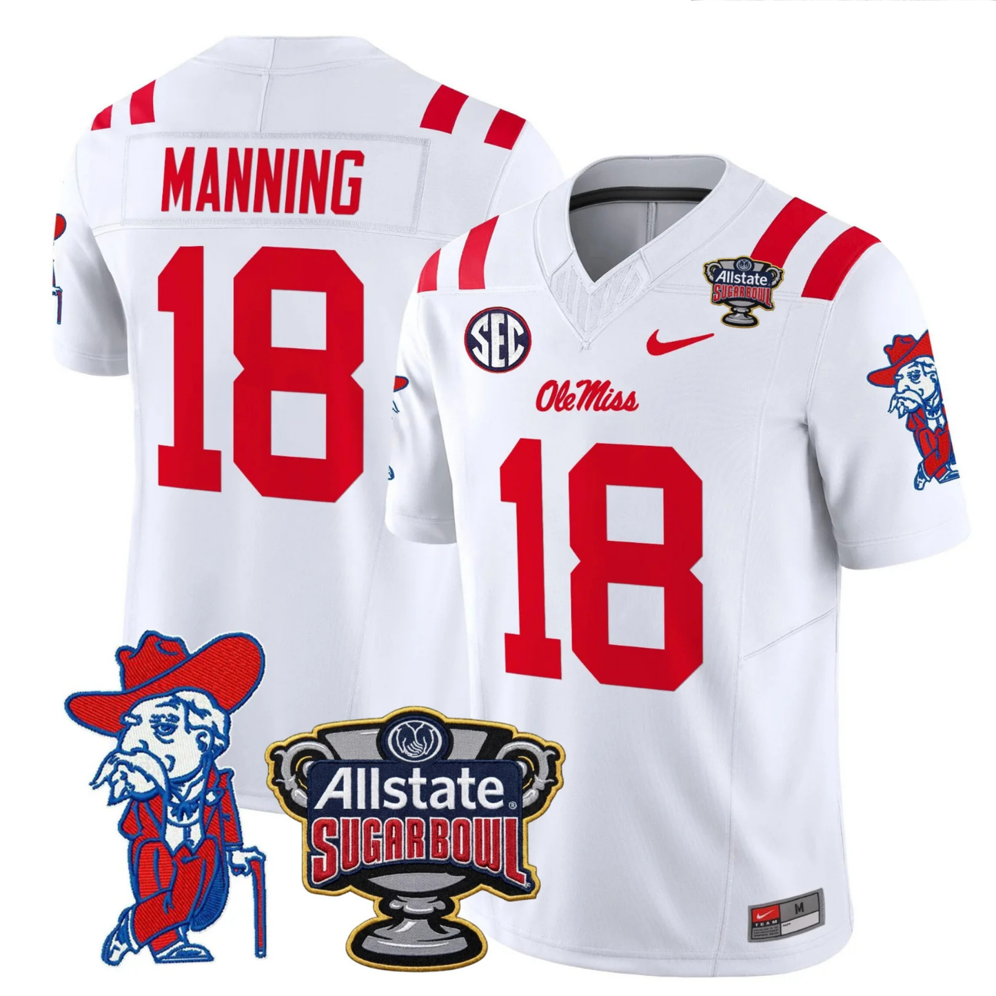 Ole Miss Rebels 2025 Sugar Bowl Patch Vapor Limited Jersey - All Stitched