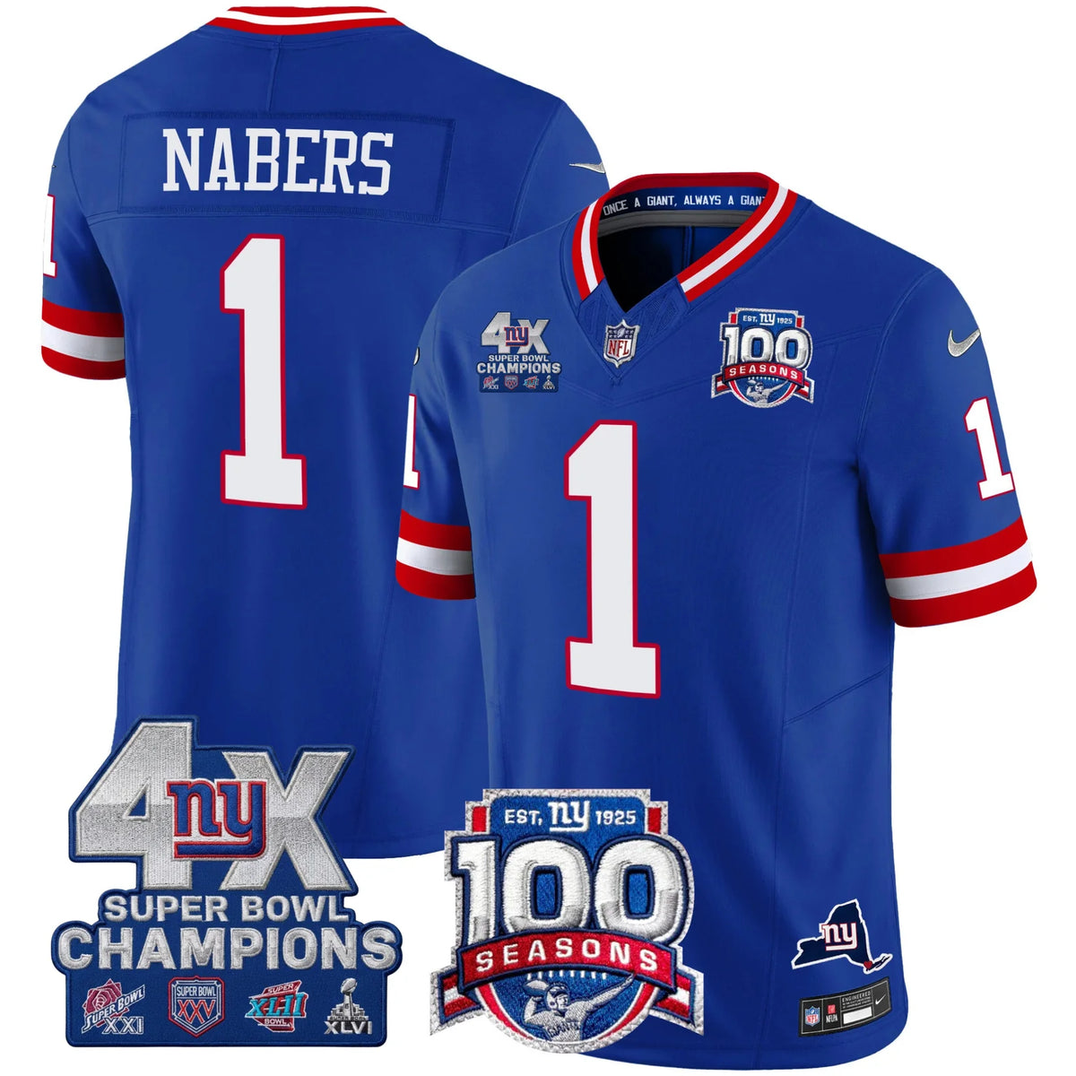 NYG 4X Champions & 100th Season Patch Limited Edition - Stitched (2)