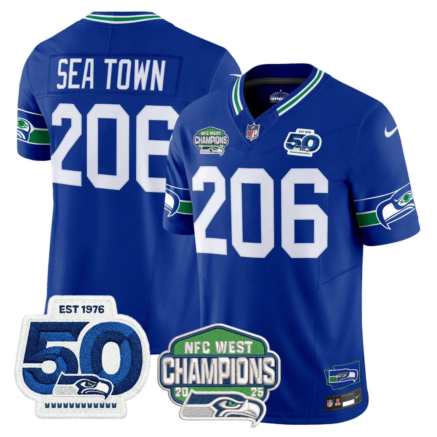 Women's SEA 50th & NFC West Champions Patch Vapor Limited Jersey - All Stitched