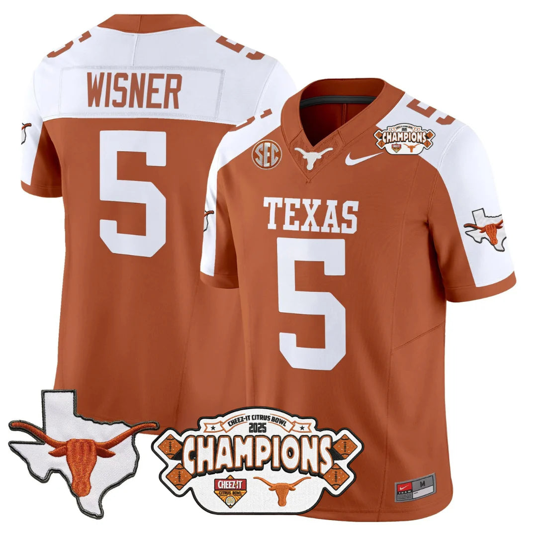 TEX 2025 State Map & Citrus Bowl Champions Patch Vapor Limited Jersey V1 - All Stitched