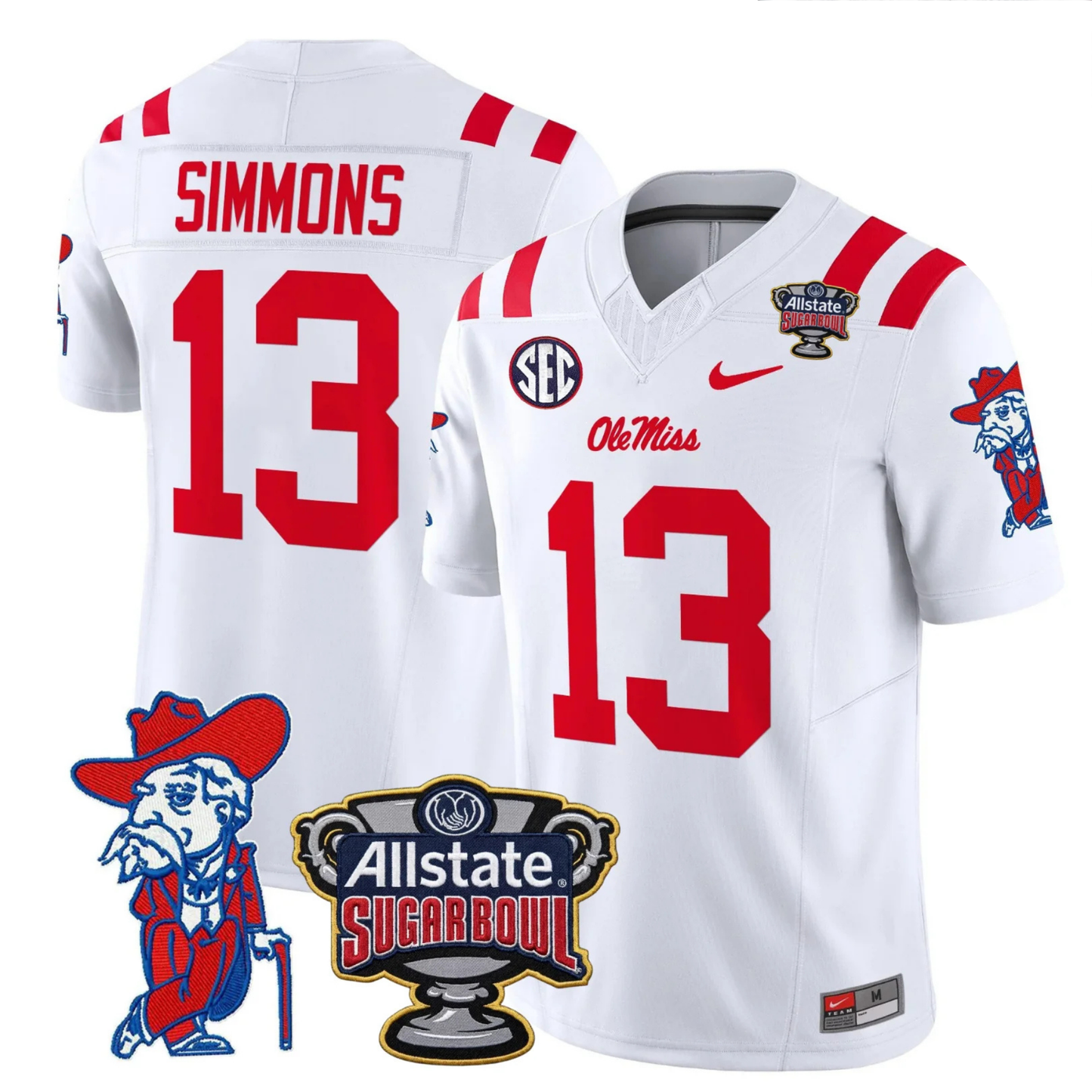 Ole Miss Rebels 2025 Sugar Bowl Patch Vapor Limited Jersey - All Stitched