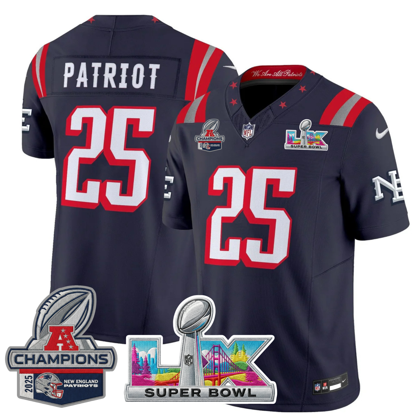 NE 2025 "Rivalries" AFC Champions Vapor Limited Jersey - All Stitched