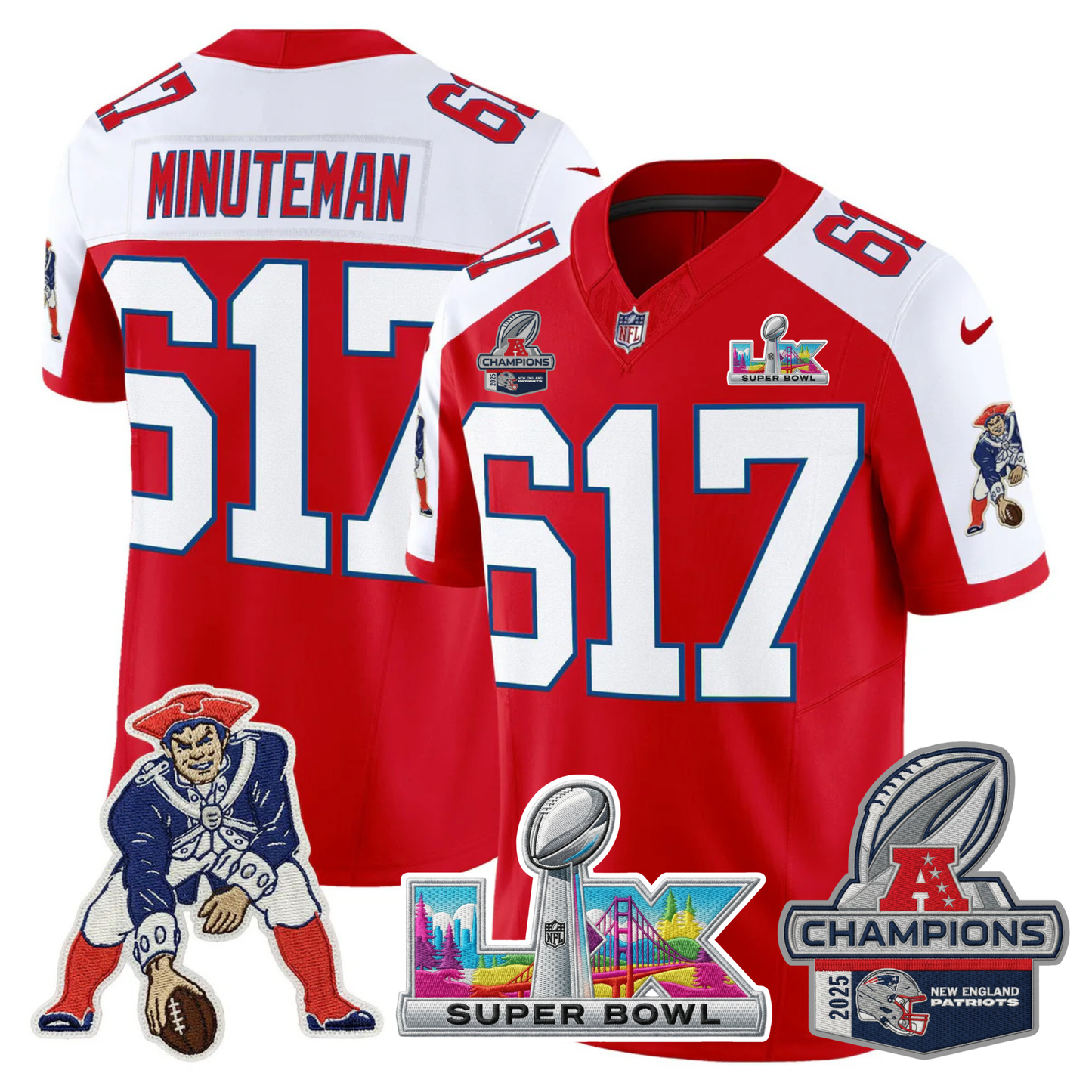Women's NE 2025 AFC Champions Vapor Limited Jersey V2 - All Stitched