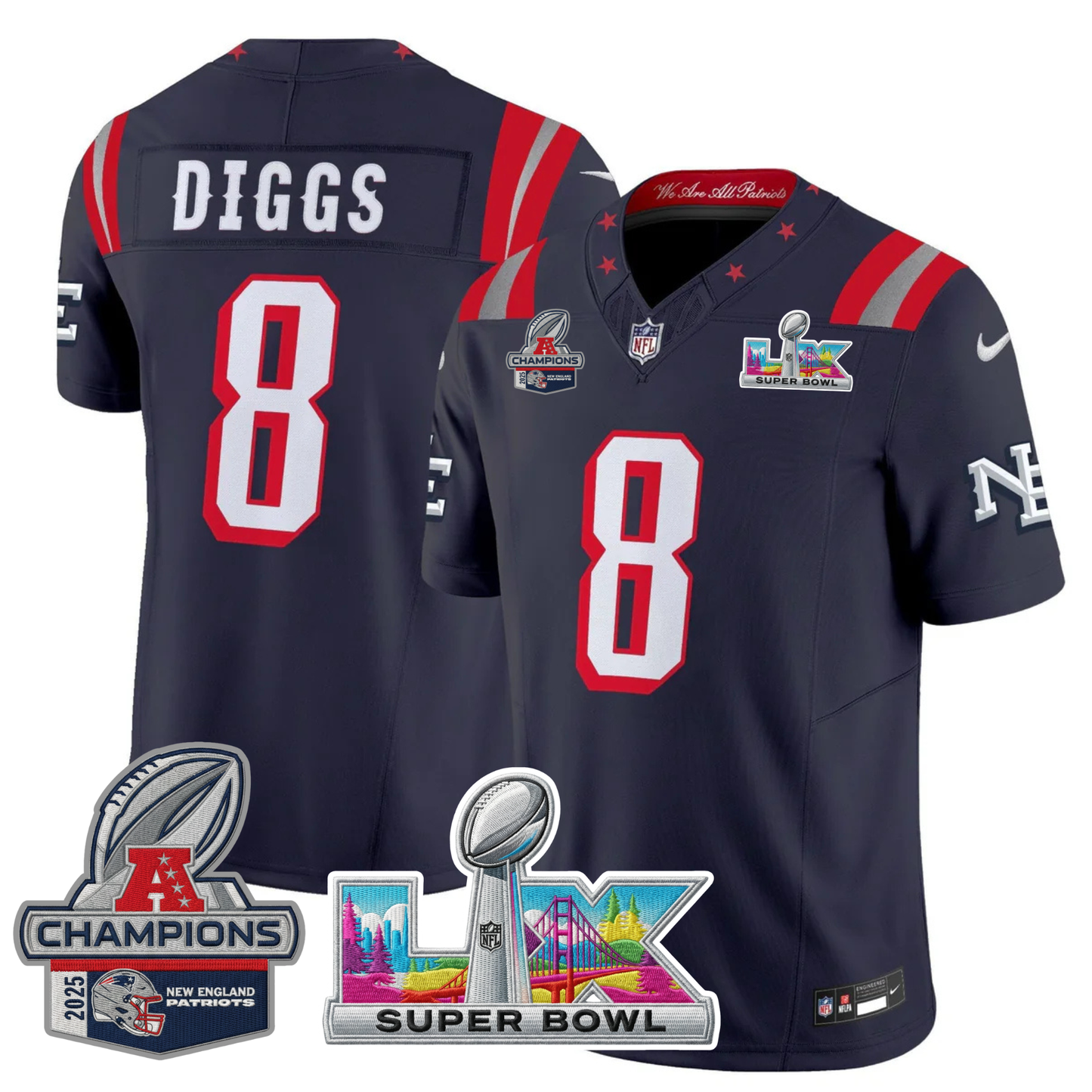 NE 2025 "Rivalries" AFC Champions Vapor Limited Jersey - All Stitched