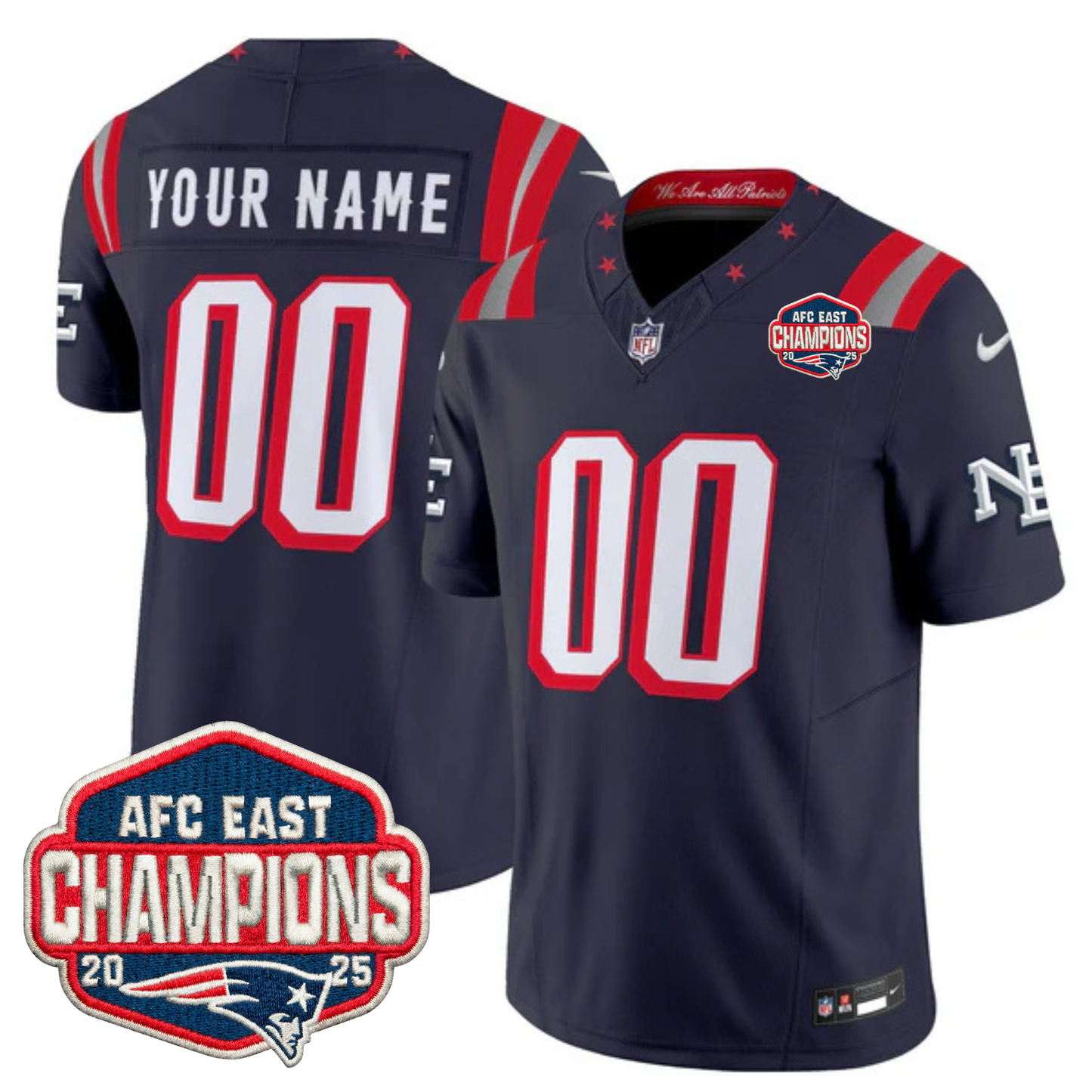 NE 2025 "Rivalries" AFC East Champions Vapor Limited Custom Jersey - All Stitched