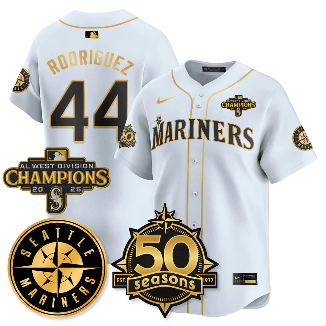 SEA Vapor Premier Limited Gold Jersey - 50th Anniversary & AL West Division Champions - All Stitched