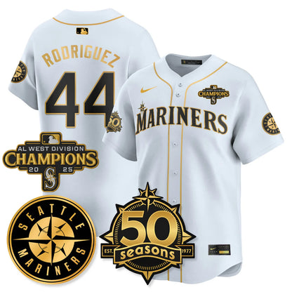 SEA Vapor Premier Limited Gold Jersey - 50th Anniversary & AL West Division Champions - All Stitched