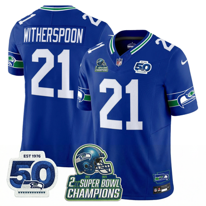 SEA 2x S.Bowl Champions Patch Vapor Limited Jersey - All Stitched