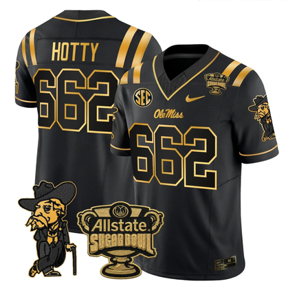 Ole Miss Rebels 2025 Gold Vapor Limited Jersey - Sugar Bowl Patch - All Stitched