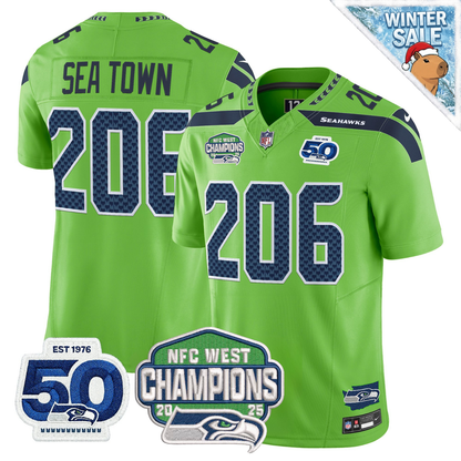Seattle Seahawks 50th & NFC West Champions Patch Vapor Limited Jersey - Stitched