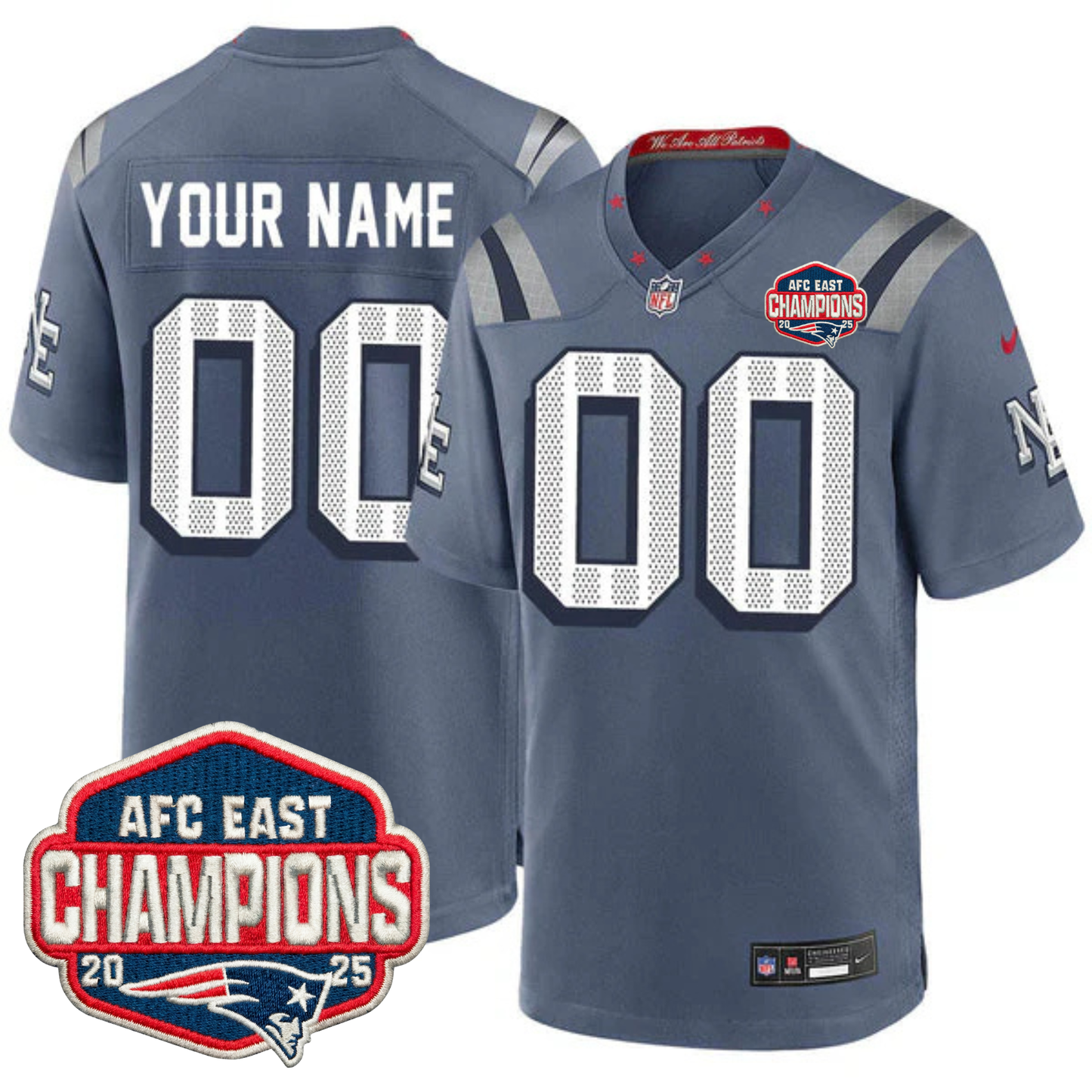 NE 2025 "Rivalries" AFC East Champions Vapor Limited Custom Jersey - All Stitched