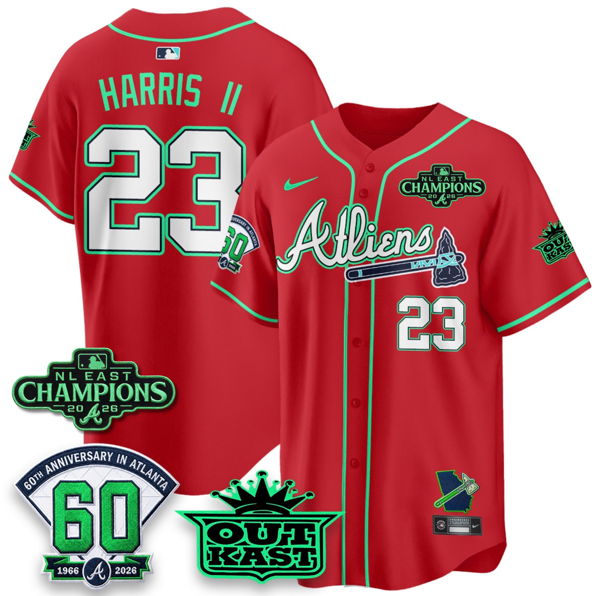 ATL 2026 NL East Champs Atliens Cool Base Galaxy Version Jersey - Stitched