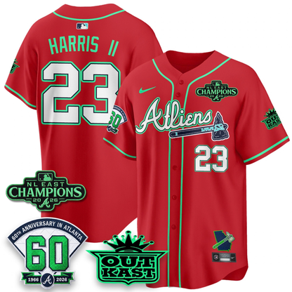 ATL 2026 NL East Champs Atliens Cool Base Galaxy Version Jersey - Stitched