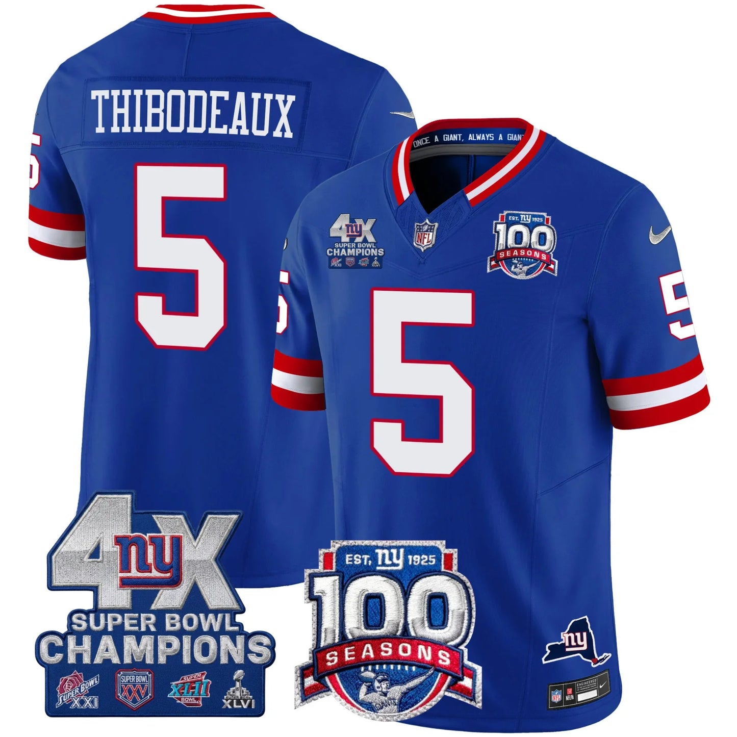 NYG 4X Champions & 100th Season Patch Limited Edition - Stitched (2)